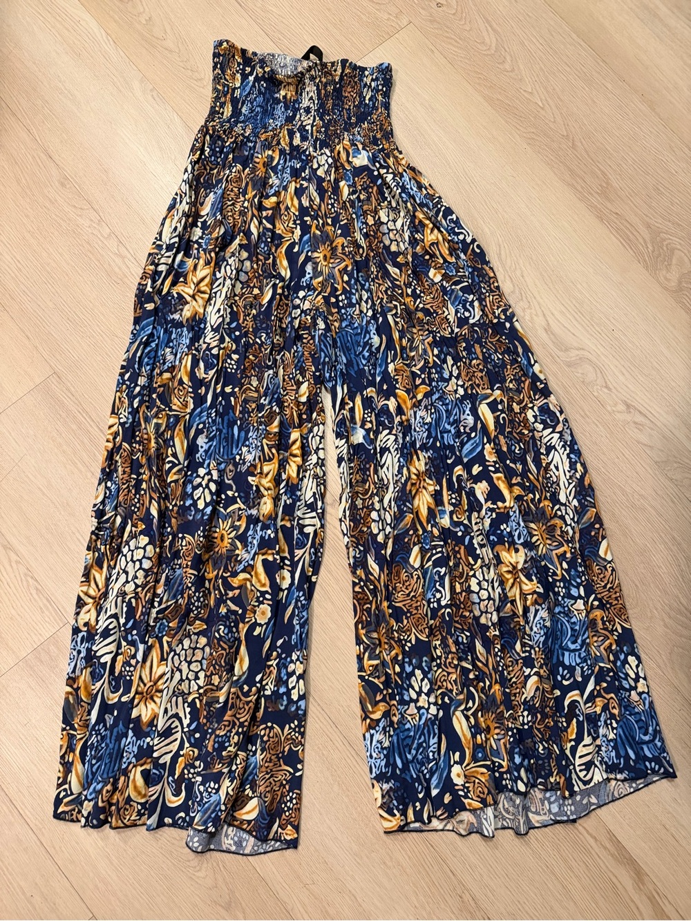 Wide-Leg Smocked-Waist Pants